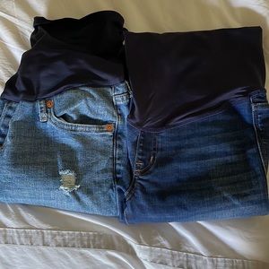 Gap and madewell over belly maternity jeans